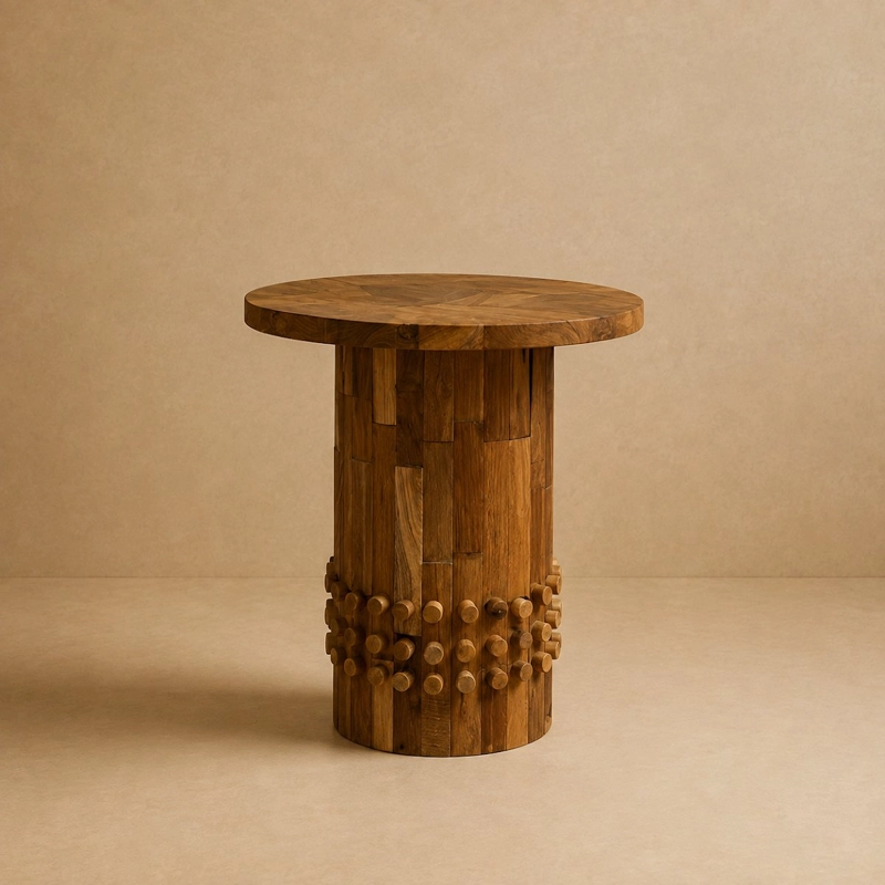 MESA LATERAL DOMINO NECTAR MADERA TECA 55X60 CM - 3