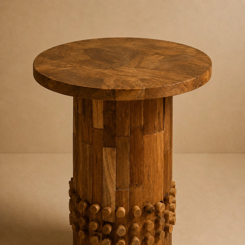 MESA LATERAL DOMINO NECTAR MADERA TECA 55X60 CM - 4