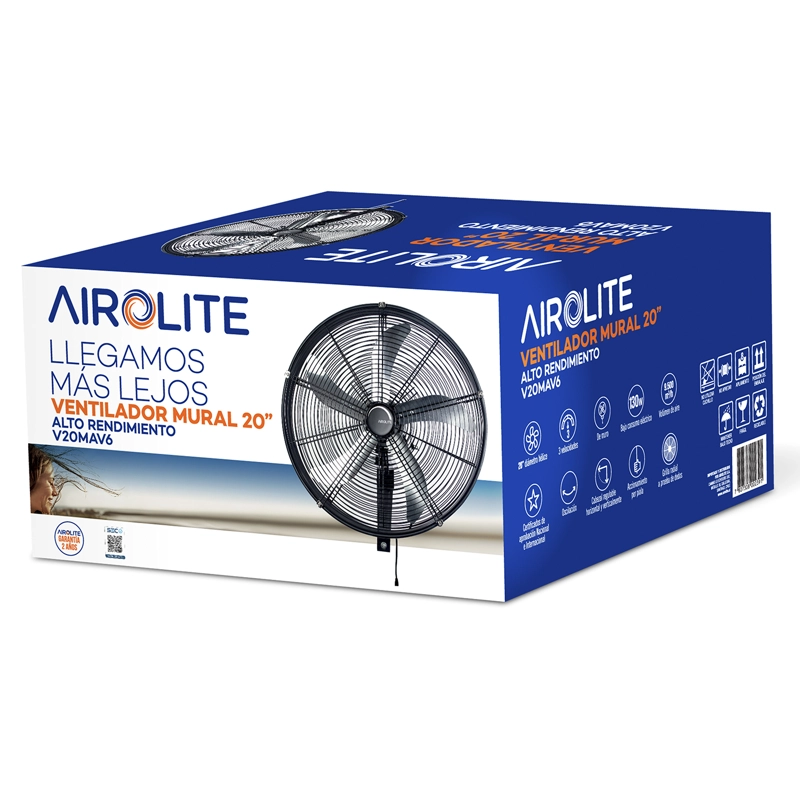 VENTILADOR AIROLITE 130 WATTS MURAL ALTO RENDIMIENTO PIOLA 20 V20MAV6 - 10