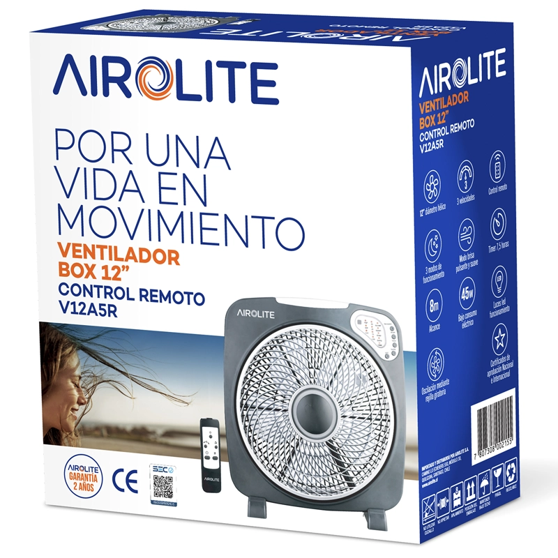 VENTILADOR 12 AIROLITE V12A5R CONTROL REMOTO 360° GRIS - 7