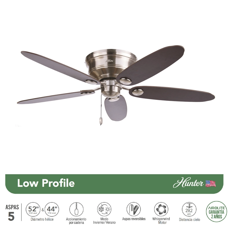 VENTILADOR TECHO HUNTER LOW PROFILE NIQ - 2