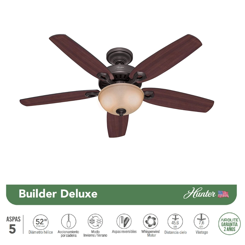 VENTILADOR TECHO HUNTER BDR DELUXE BRONZ - 2