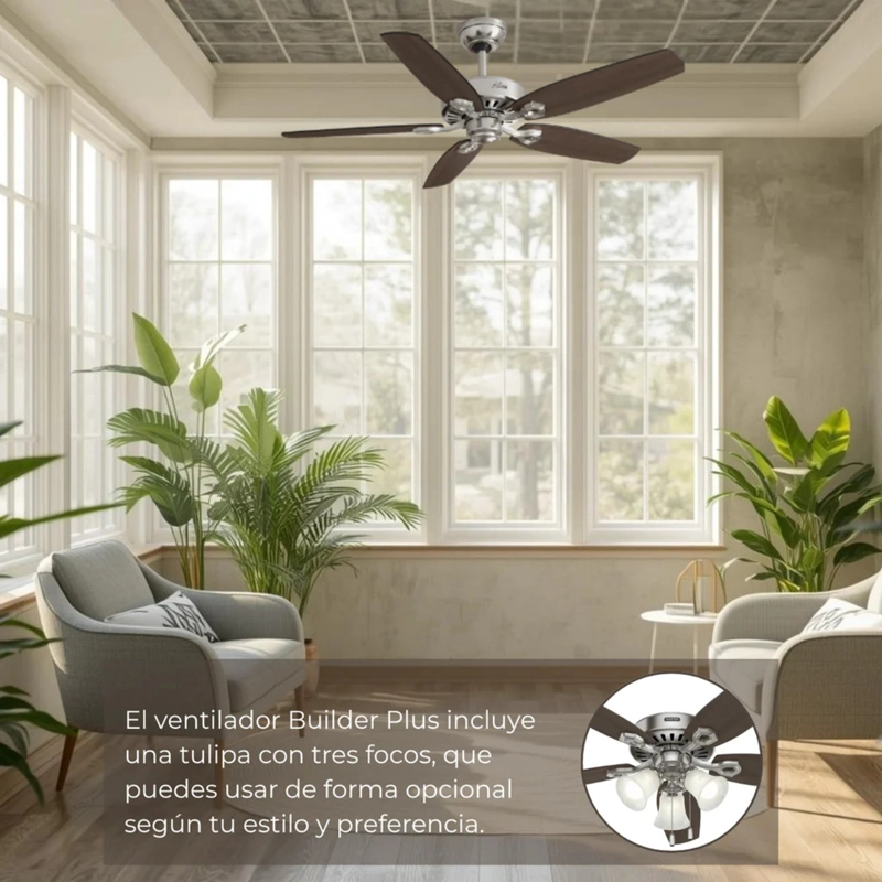 VENTILADOR DE TECHO HUNTER 104 WATTS 52' MOD. BUILDER'S PLUS - 3