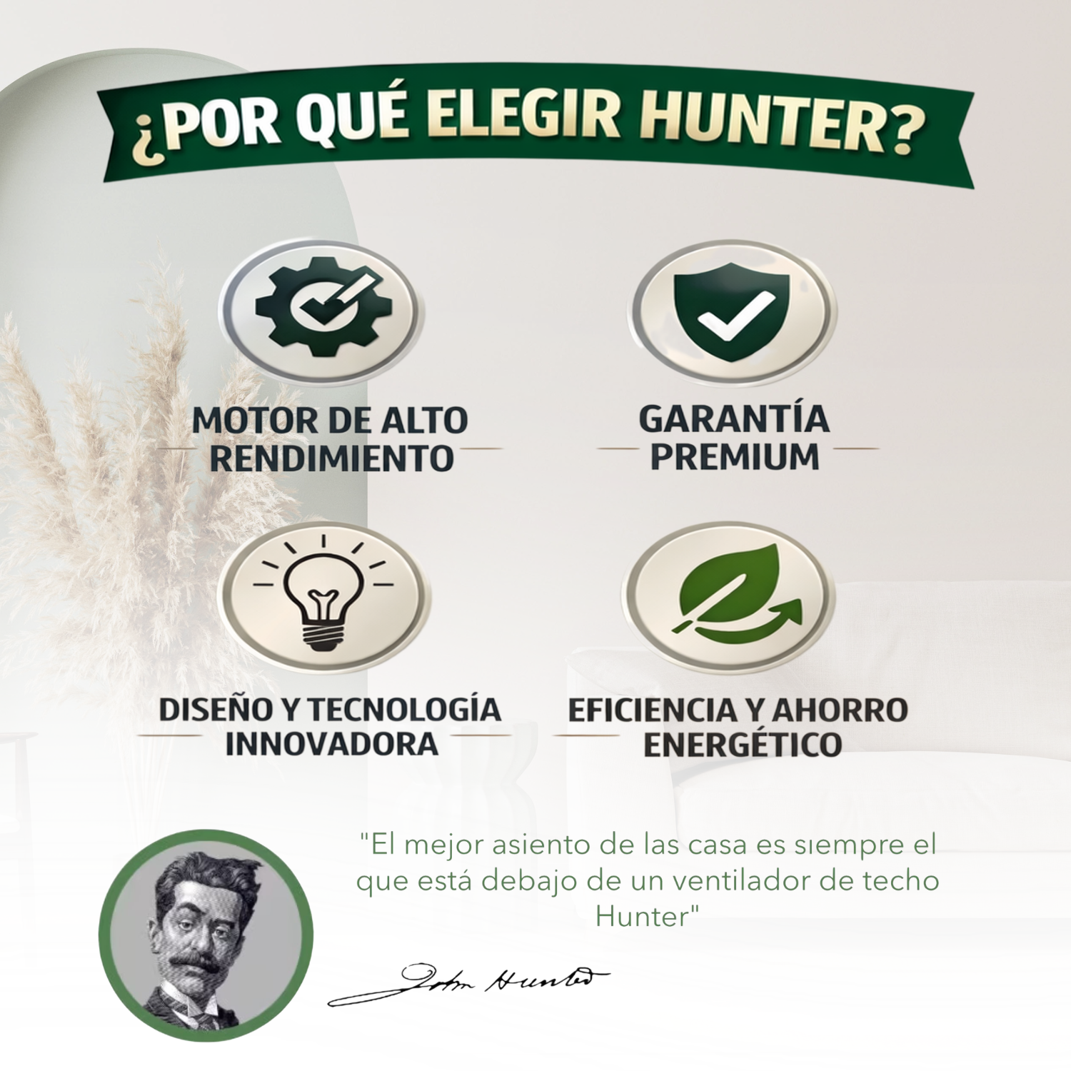 VENTILADOR DE TECHO HUNTER 68 WATTS CARRERA 52” - 4
