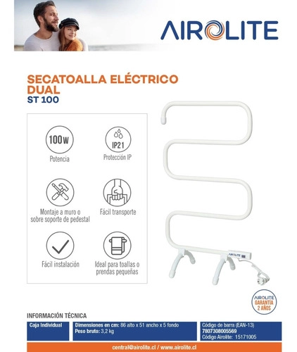 SECADORA AIROLITE SECATOALLAS DUAL BLANCO 100W ST-100 - 7