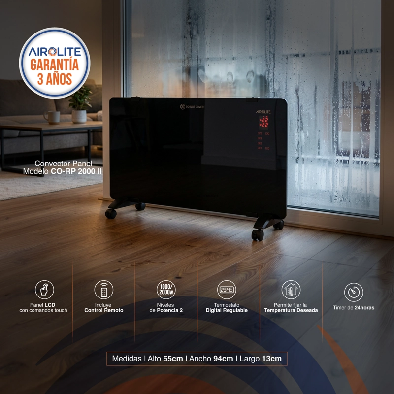 CONVECTOR PANEL  AIROLITE CO-RP 2000 DE PARED COLOR NEGRO - 3