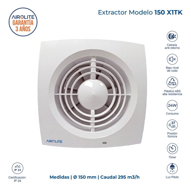 EXTRACTOR DE AIRE AIROLITE MODELO 150 X1TK - 2