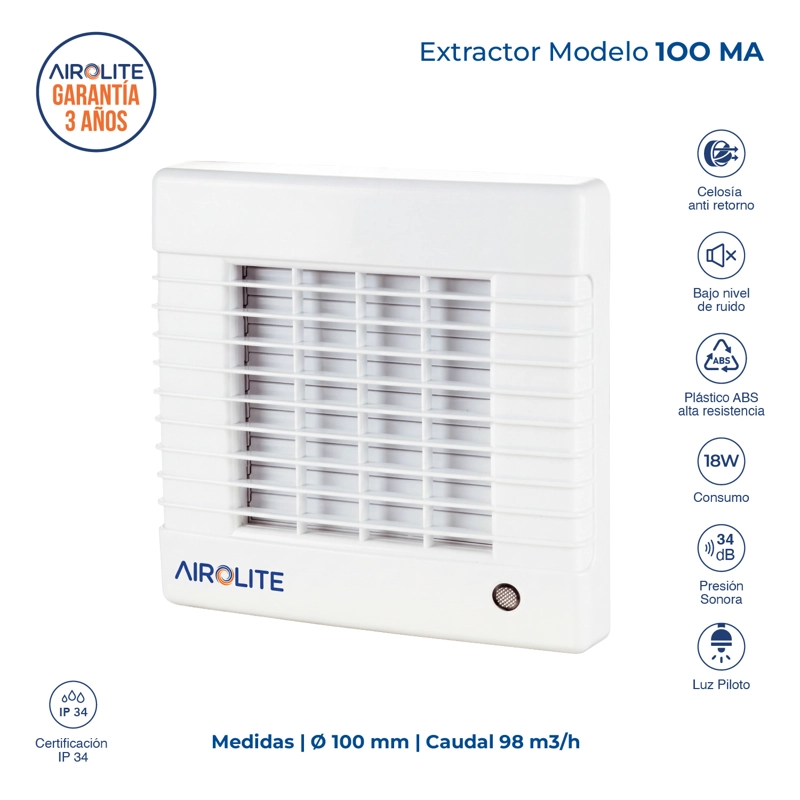 EXTRACTOR DE AIRE KDK AIROLITE MODELO 100 MA - 2