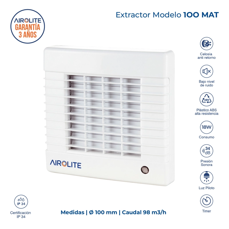 EXTRACTOR DE AIRE KDK AIROLITE MODELO 100 MAT - 2