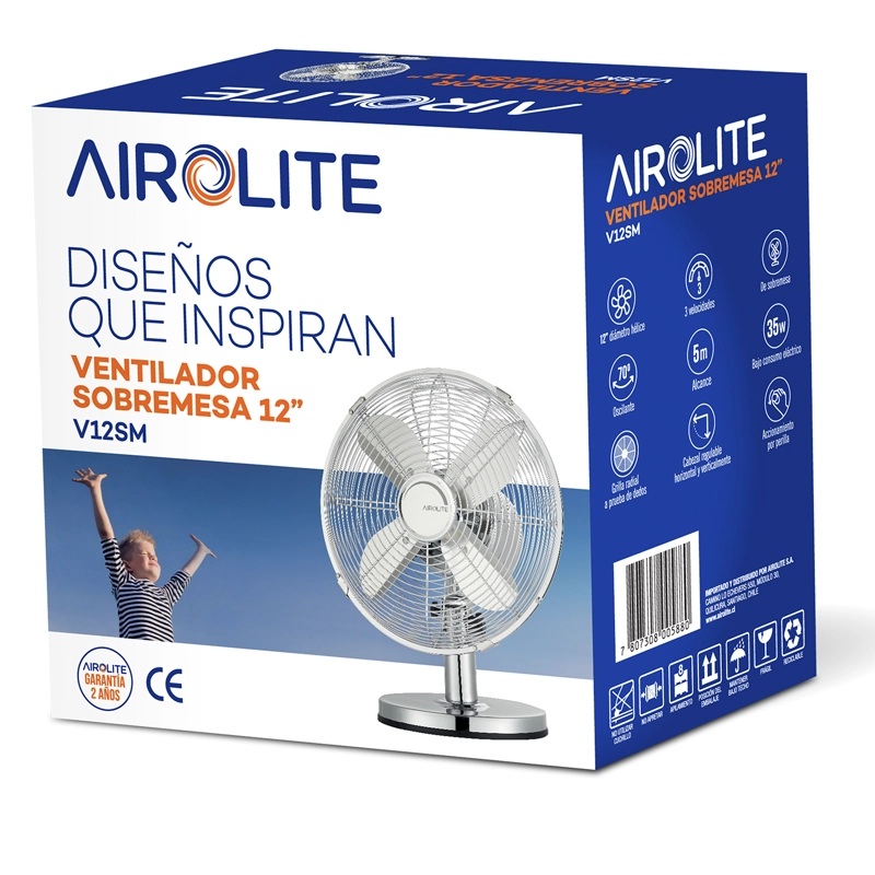 VENTILADOR SOBREMESA AIROLITE 35 WATTS 12 V12SM METAL - 10
