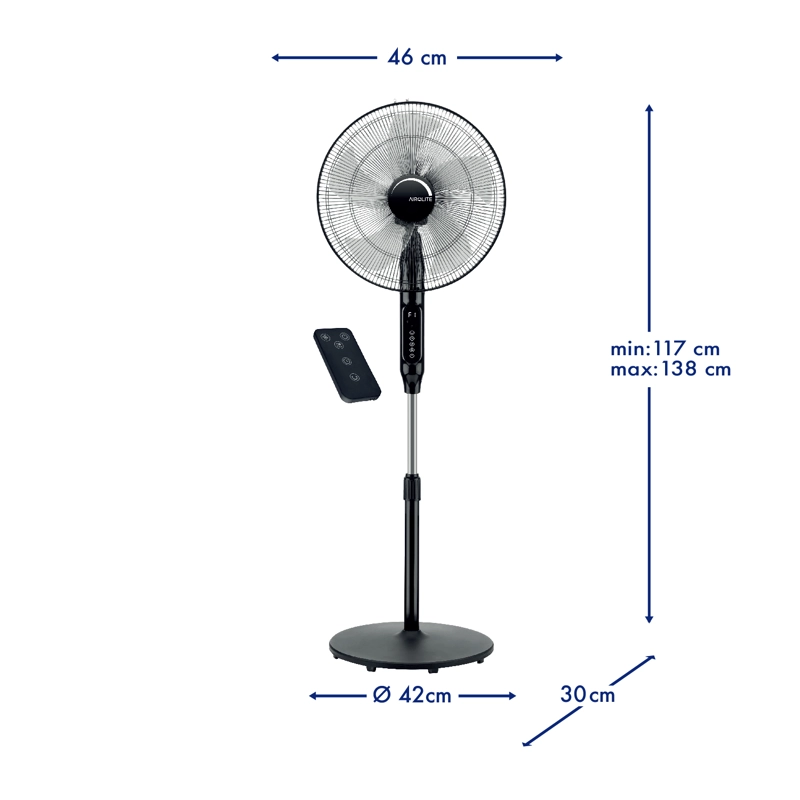 VENTILADOR AIROLITE 55 WATTS PEDESTAL 16' V16P8R BLACK - 5