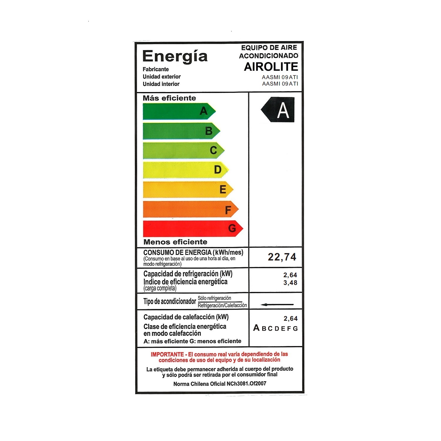 AIRE ACONDICIONADO AIROLITE INVERTER 9000 BTU WIFI - 6