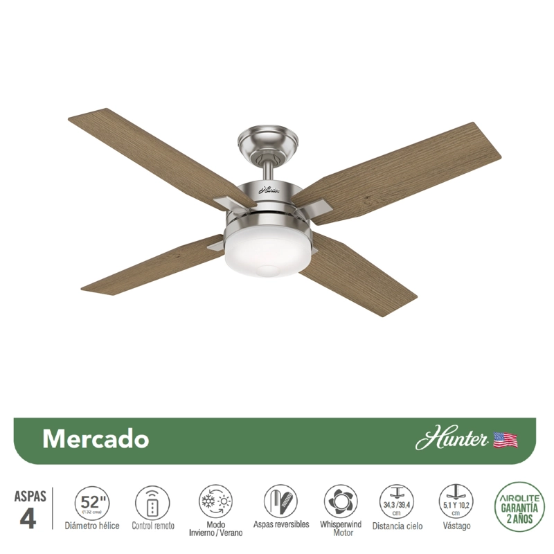 VENTILADOR DE TECHO HUNTER 120 WATTS 50' MOD. MERCADO - 3
