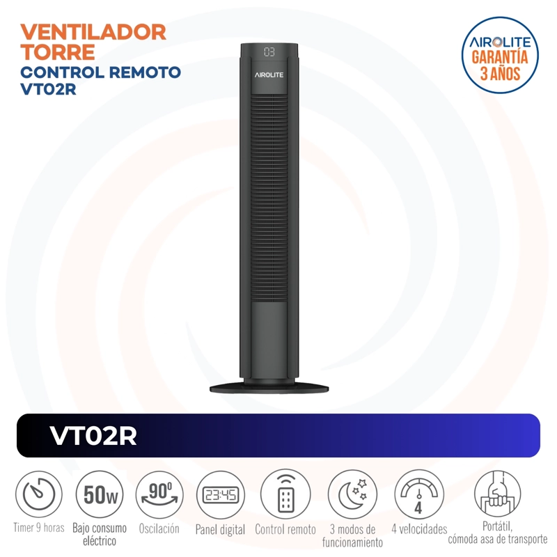 VENTILADOR TORRE VT02R AIROLITE C/CONTROL REMOTO - 2