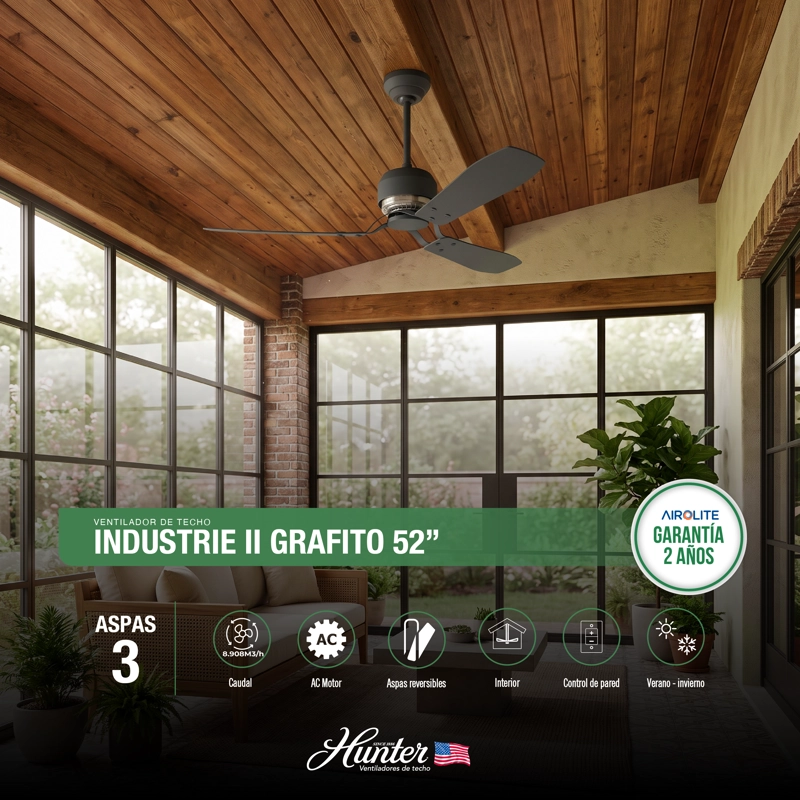VENTILADOR TECHO HUNTER INDUSTRIE GRAPH - 5