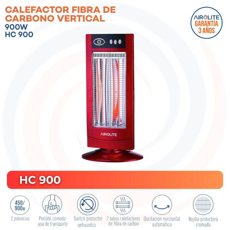 CALEFACTOR AIROLITE 900 W FIBRA CARBONO VERTICAL HC - 3