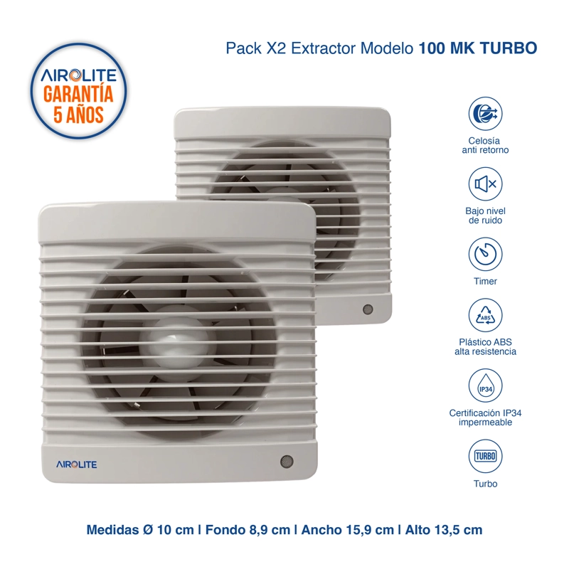 PACK X2 AIROLITE EXTRACTOR 100MK TURBO - 2