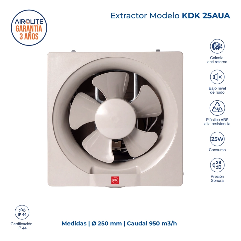 EXTRACTOR AIROLITE KDK 25AUA 10 CUADRADO CELOSIA - 2