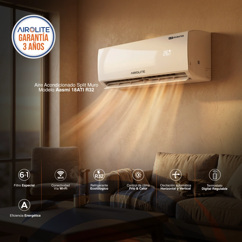 AIRE ACONDICIONADO AIROLITE SPLIT MURO AASMI 18 ATI R32 - 4