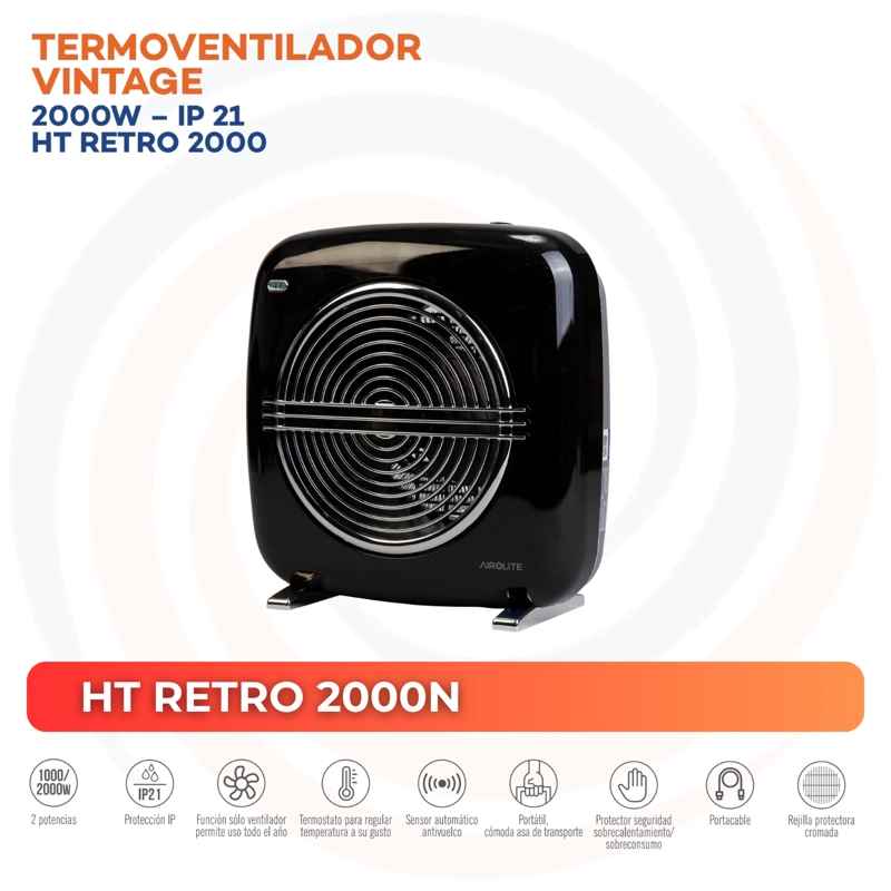 PACK TERMOVENTILADOR VINTAGE RETRO NEGRO+BLANCO - 3