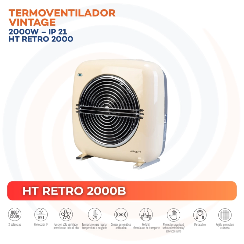 PACK TERMOVENTILADOR VINTAGE RETRO NEGRO+BLANCO - 4
