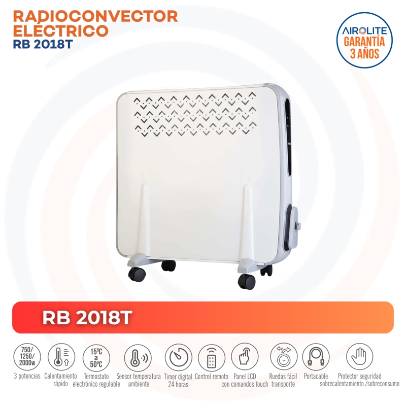 PACK X2 CONVECTOR ELECTRICO AIROLITE RB2018T 2000W - 2