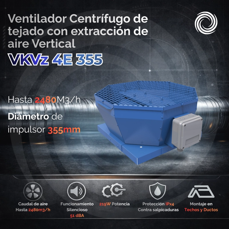 VENT. CENTR. TEJADO AIROLITE VKVZ 4E 355 - 2