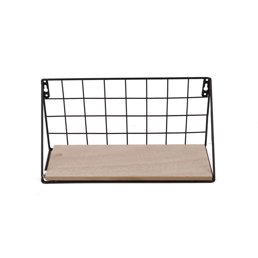 REPISA ESTANTE DE PARED MURO DE METAL Y MADERA 30X14X11CM - 1