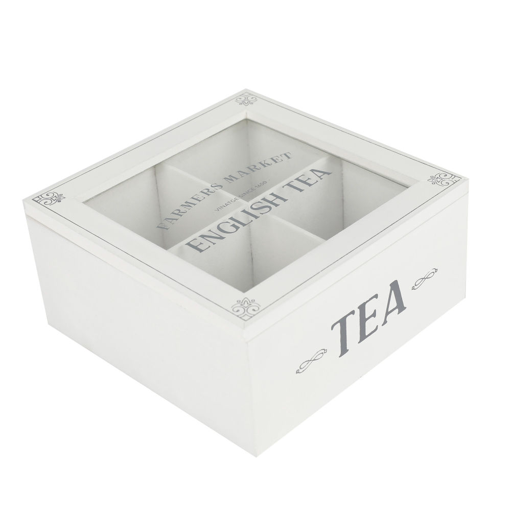 CAJA DE TÉ BLANCO 18.3X18.3X7CM - 2