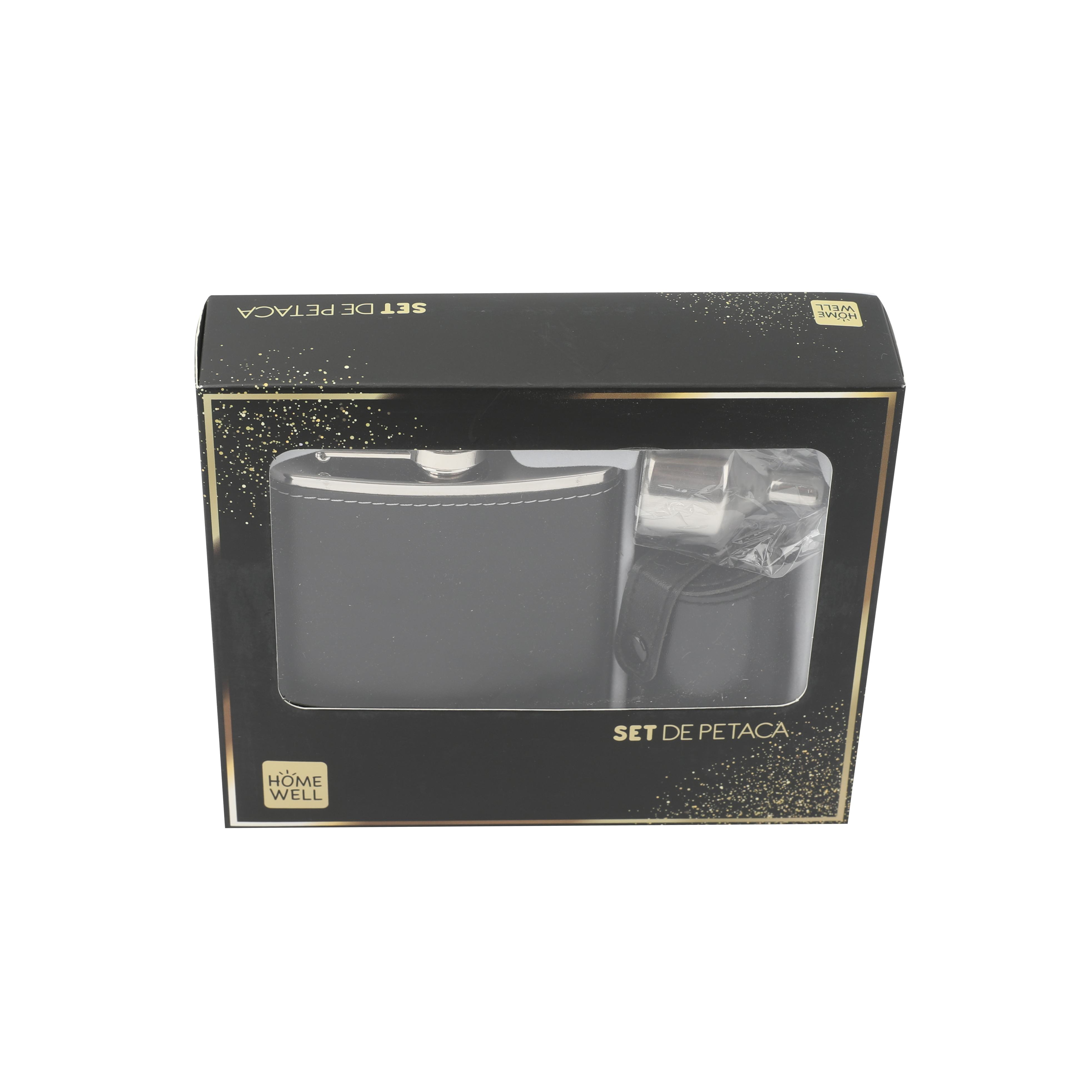 SET HOMEWELL FRASCO 200 ML PETACA + 4 VASOS + EMBUDO - 5