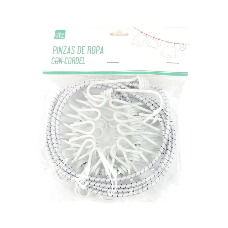 PINZA HOMEWELL METAL ROPA CORDEL BLANCO 12 UNIDADES - 1