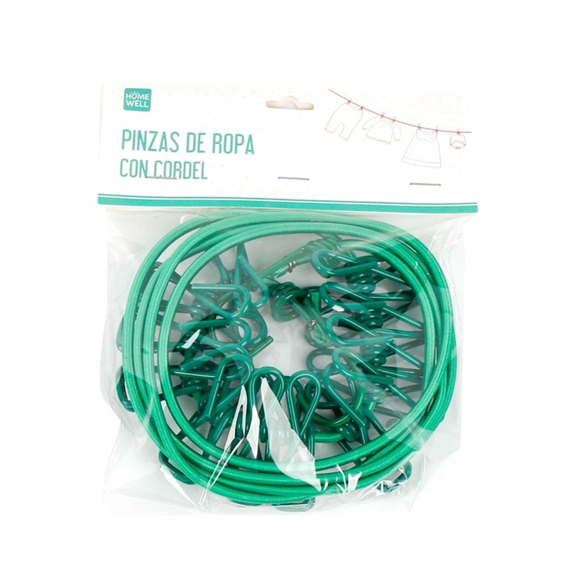 PINZA HOMEWELL METAL ROPA CORDEL VERDE 12 UNIDADES - 1