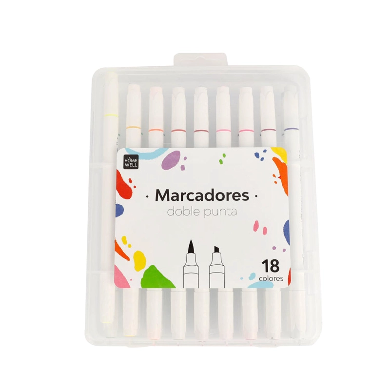MARCADORES HOMEWELL DOBLE PUNTA DE COLORES 18U - 1