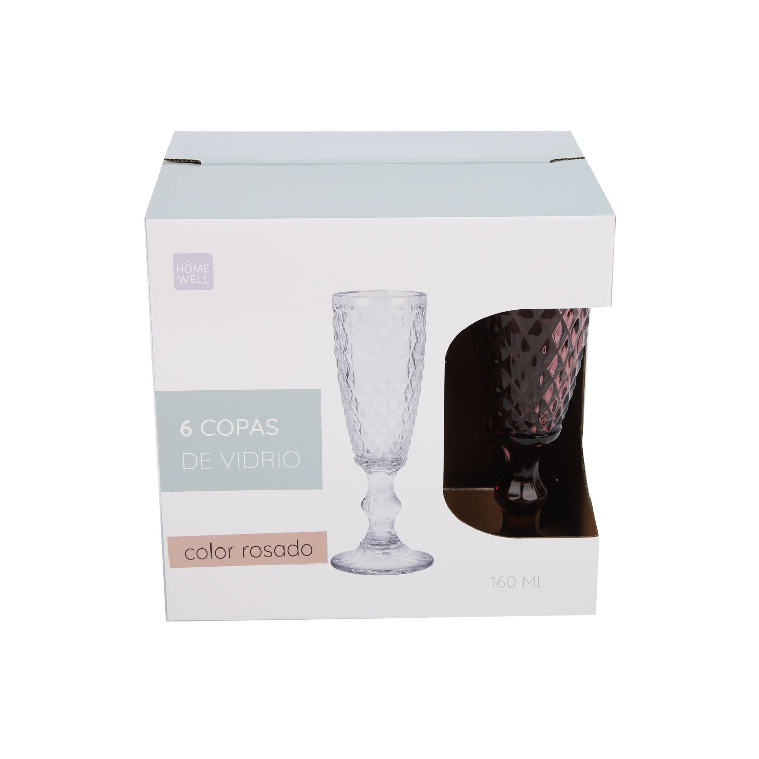 SET 6 COPAS VIDRIO ROSADO 160ML - 2