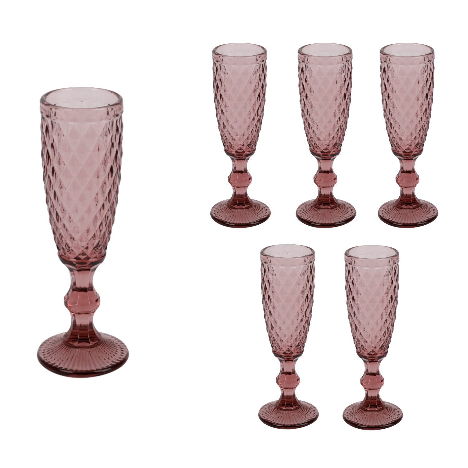 SET 6 COPAS VIDRIO ROSADO 160ML - 3