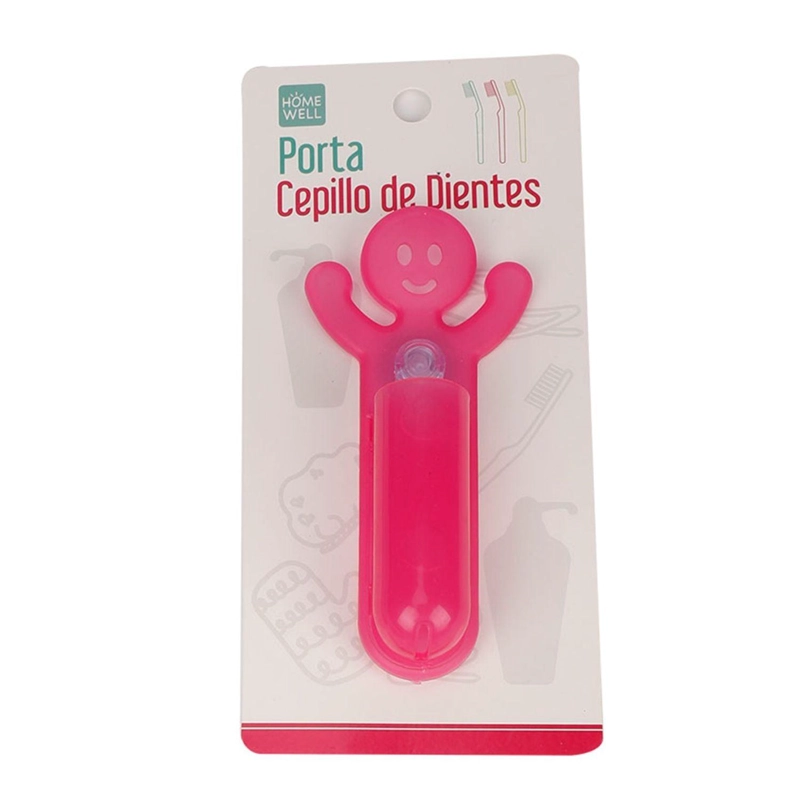 PORTA CEPILLO DE DIENTES HOMEWELL ÚNICO CHUPÓN ADHERENTE FUCSIA - 1
