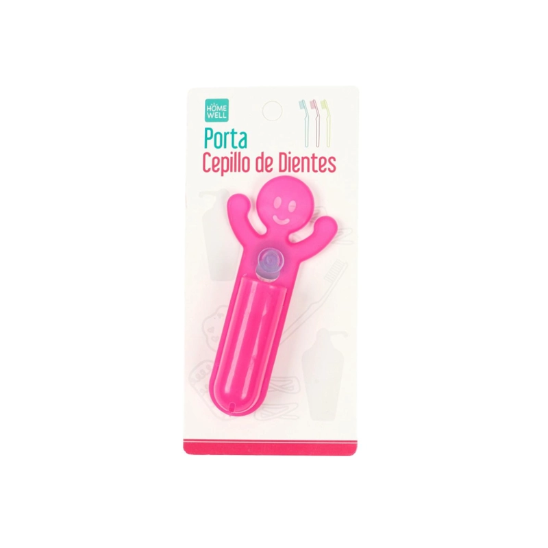 PORTA CEPILLO DE DIENTES HOMEWELL ÚNICO CHUPÓN ADHERENTE FUCSIA - 2