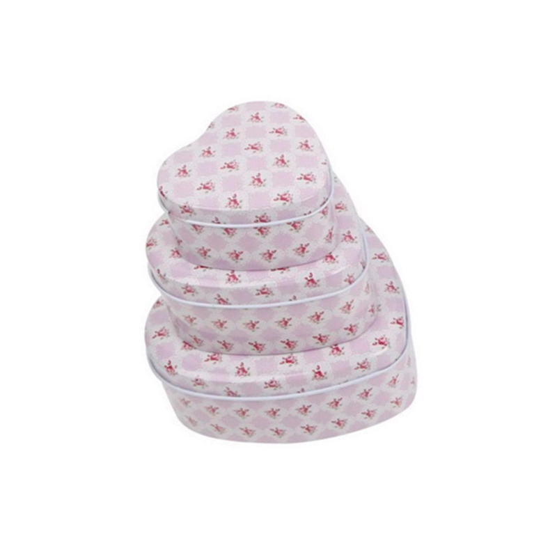 SET CAJAS DISEÑO CORAZON METAL 12X11X5CM (3U) - 1