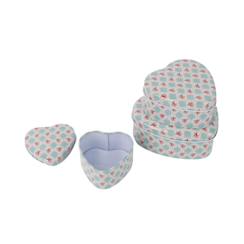 SET CAJAS DISEÑO CORAZON METAL 12X11X5CM (3U) - 2