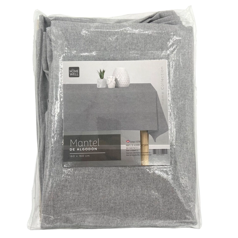 MANTEL DE ALGODON 160*160CM GRIS - 2