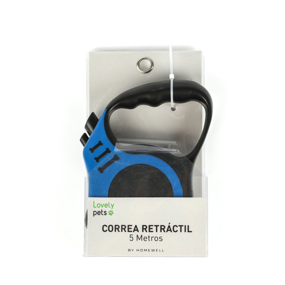 CORREA RETRACTIL PARA MASCOTAS AZUL 5M - 1