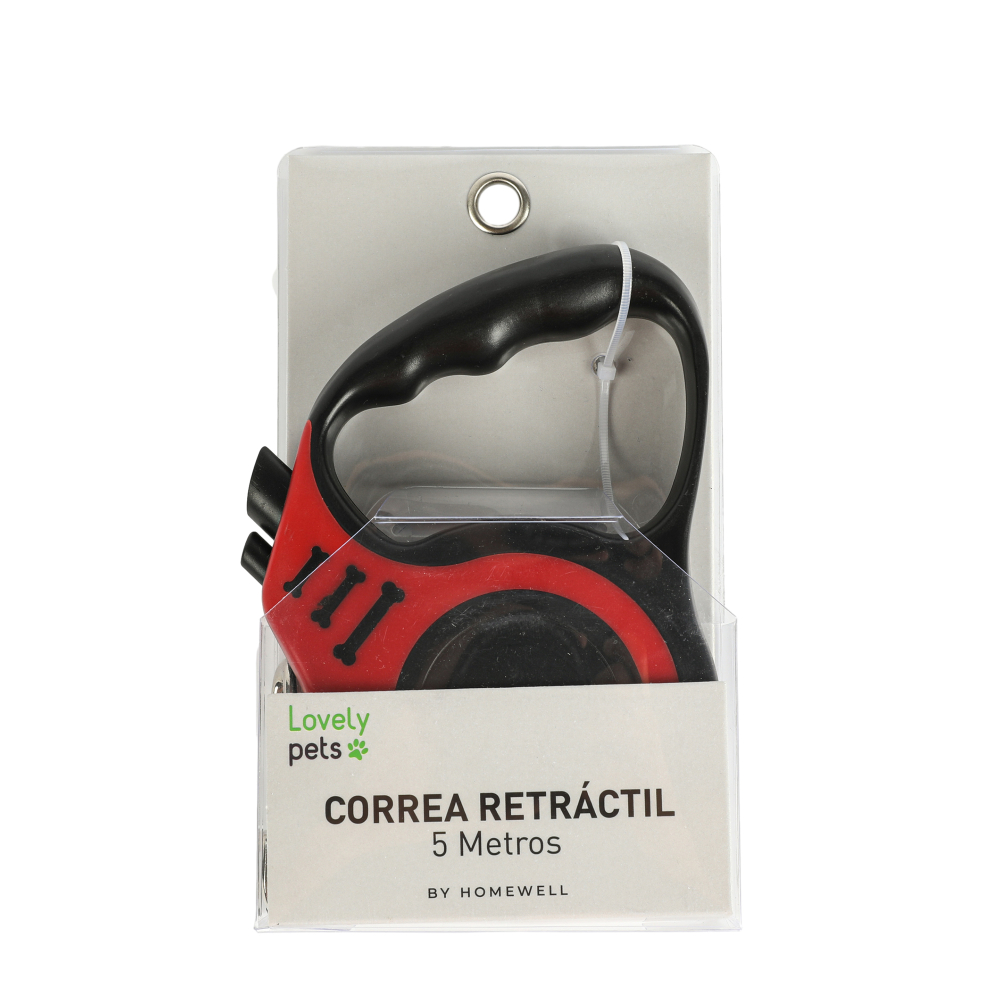 CORREA RETRACTIL PARA MASCOTAS ROJO 5M - 1