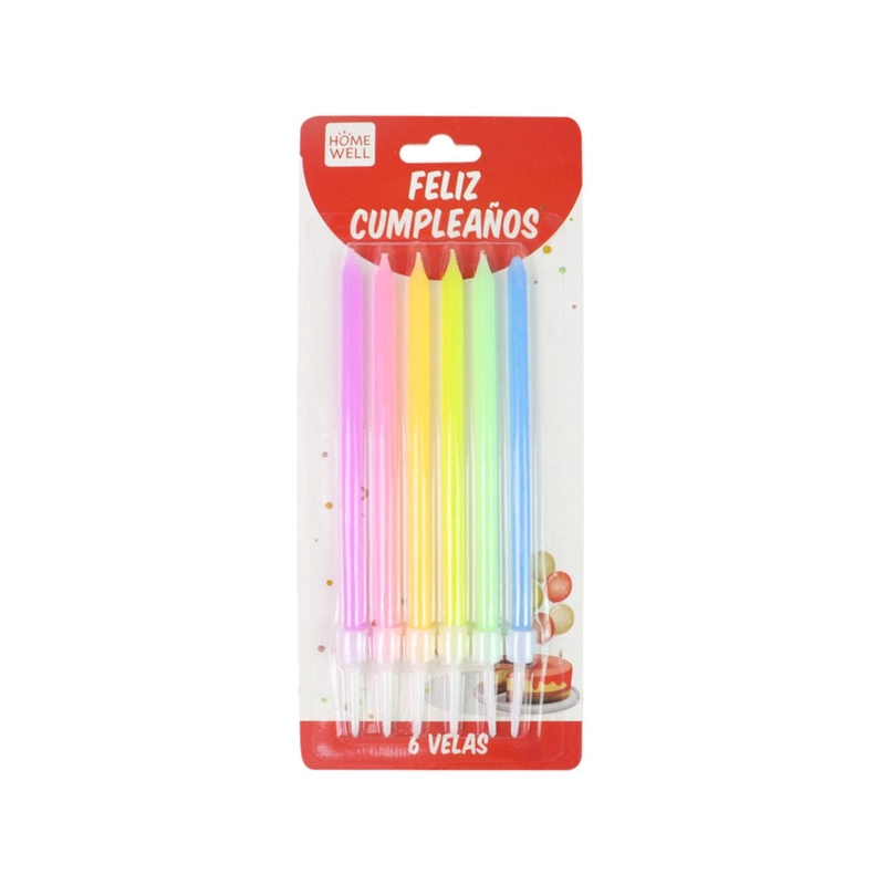 VELAS CUMPLEAÑOS COLOR 6PCS - 1