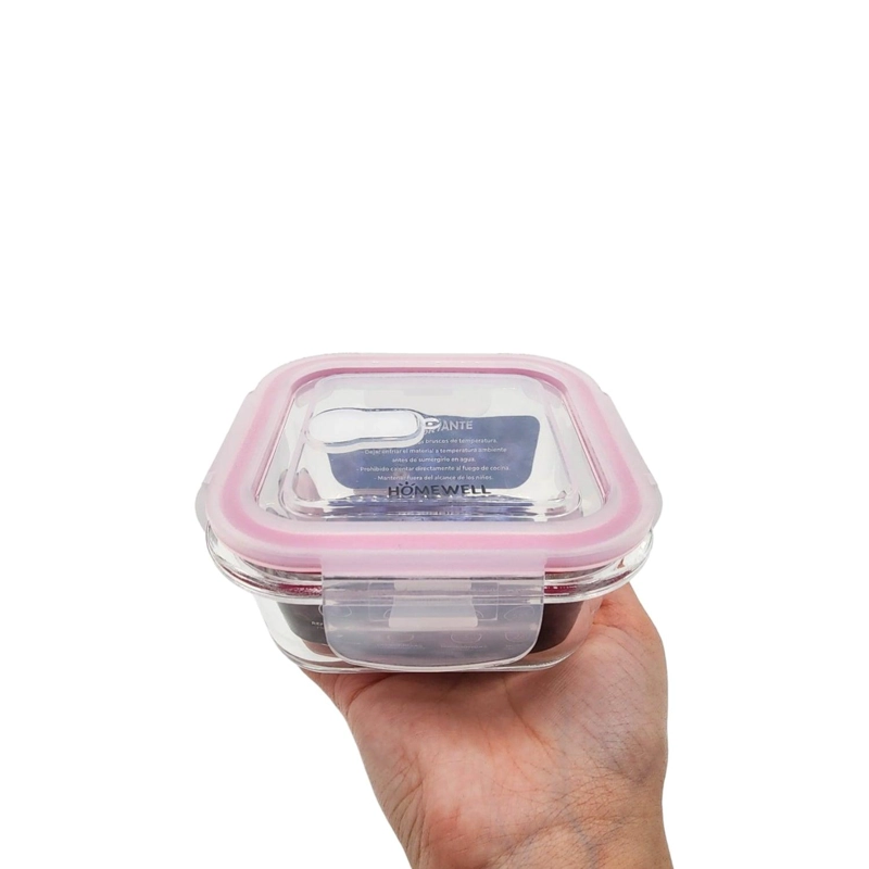 CONTENEDOR HERMETICO VIDRIO CUADRADO 390ML - 2