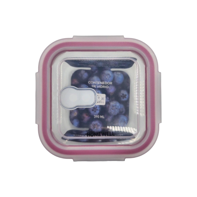 CONTENEDOR HERMETICO VIDRIO CUADRADO 390ML - 5