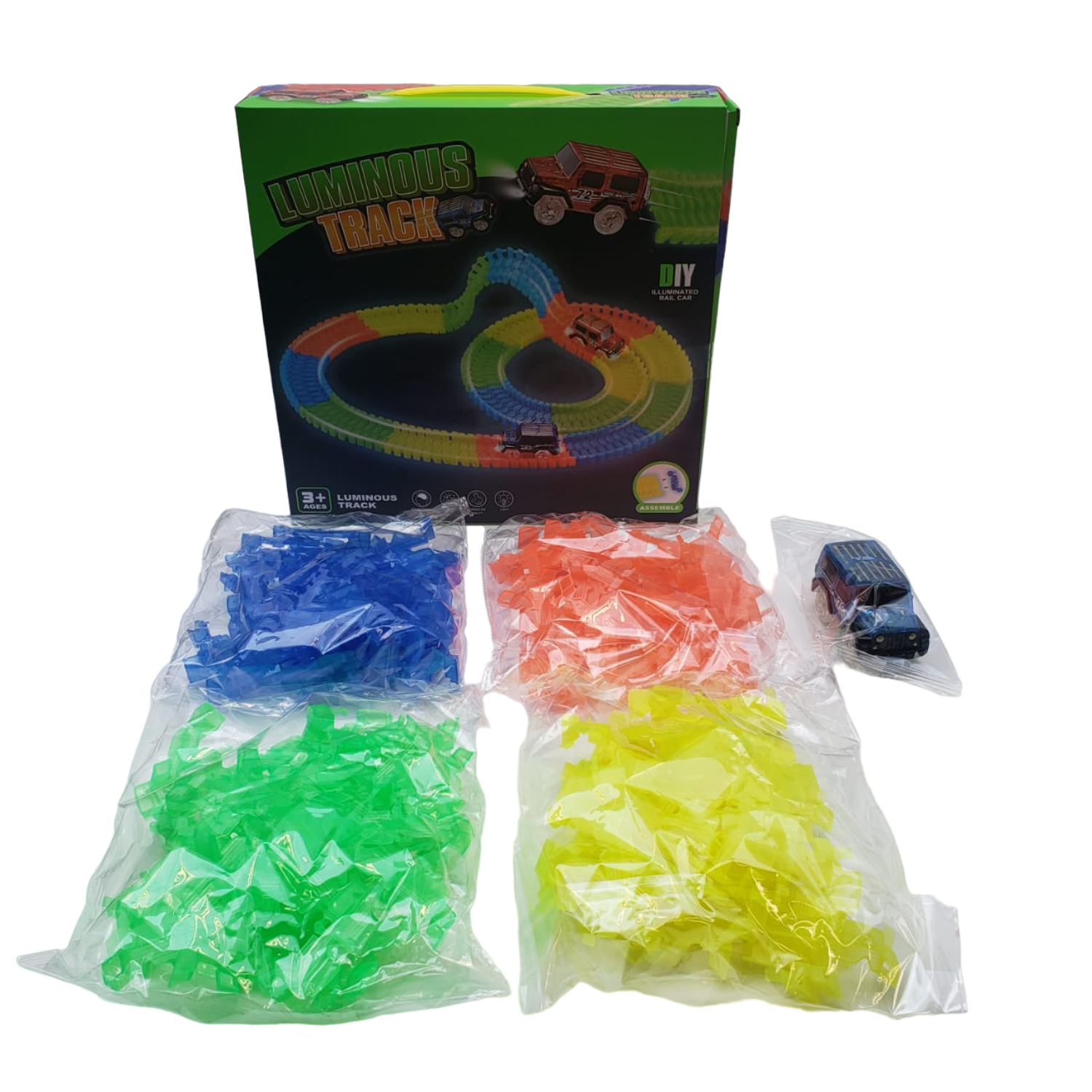 JUEGO DE PISTA ARMABLE FLUORESCENTE CON AUTO - 4