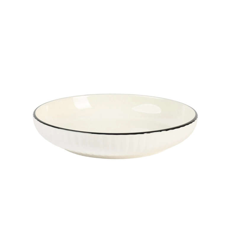 PLATO DE LOZA BORDE NEGRO - 1