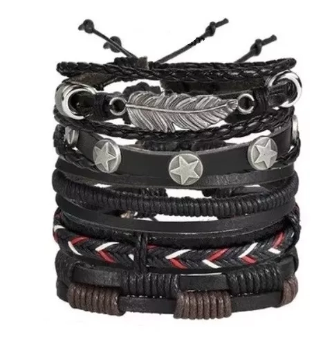 CONJUNTO DE PULSERAS DE CUERO HOMBRE AJUSTABLE IIIXI - 1