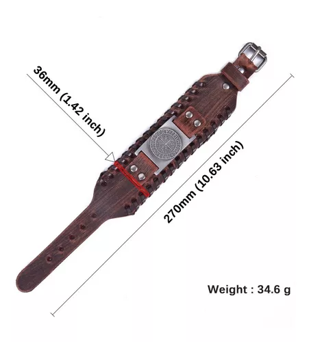 PULSERA DE CUERO VIKINGO VEGVISIR JUVENIL AJUSTABLE - 2