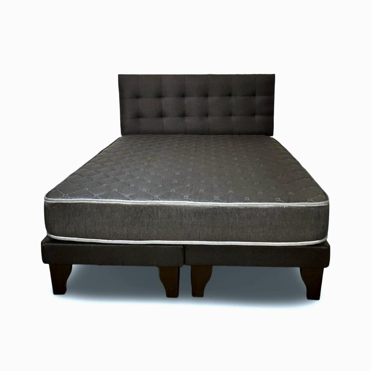 CAMA EUROPEA ESPUMIX NEW BASIC BLACK 2 PLAZAS + RESPALDO PUNTO - 1